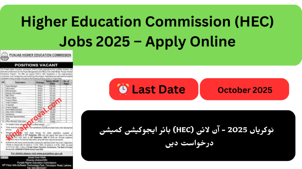 Higher Education Commission (HEC) Jobs 2025 – Apply Online