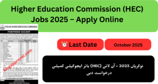 Higher Education Commission (HEC) Jobs 2025 – Apply Online